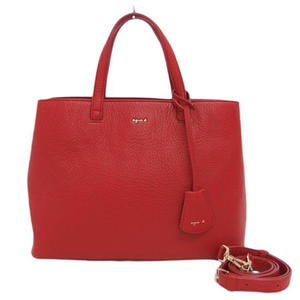 Agnes B. Calf Leather 2way Shoulder Bag Red